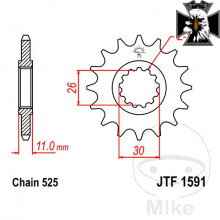 Predné ozubené koliesko 15Z typ reťaze 525 jemné ozubenie vnútorný rozstup 26/30 pre Yamaha MT09 / FZ09 RN69 2024-2025