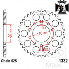 Rozeta 44Z typ 525 Vnútorný priemer 080 rozstup dier 110 pre Honda Shadow VT600 1988-2000