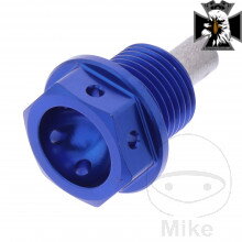 Skrutka výpusť oleja MAG JMP BO M14X1.25 mm 12 mm Alu Racing blau  pre Suzuki VS800 Intruder 1992-2000