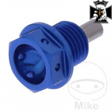 Výpustná skrutka s magnetom M14X1.50 mm 12 mm Alu Racing modrý pre XV 1900 MIDNIGHT STAR 2006-2016