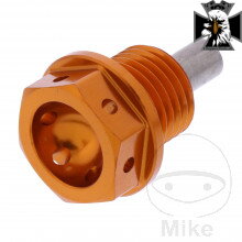 Výpustná skrutka s magnetom M14X1.50 mm 12 mm Alu Racing oranžová pre XV 1700 Warrior