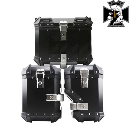 Sada hliníkových kufrov pre motocykle 45L + 32L/38L- čierne