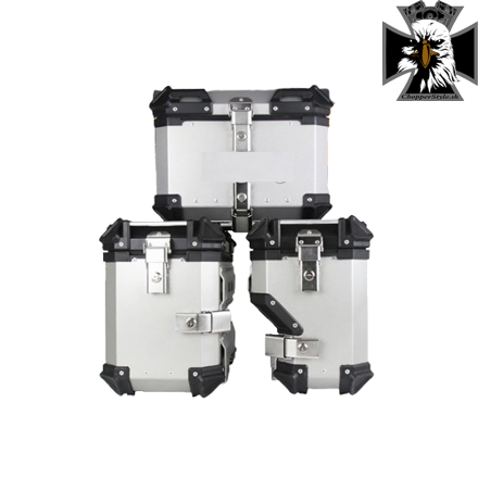 Sada hliníkových kufrov pre motocykle 45L + 32L/38L- strieborné