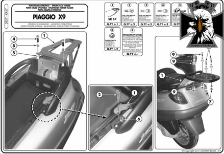 GIVI DRŽIAK KUFRA PIAGGIO X9 SR57