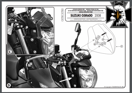 GIVI SADA NA MONTÁŽ PLEXI 247N SUZUKI GSR 600 A170A