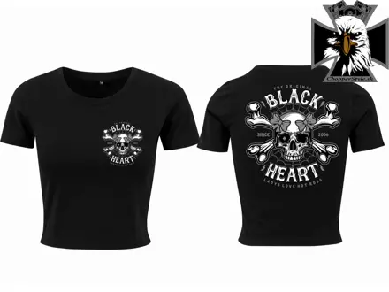 Dámske motorkárske tričko BLACK HEART DEATH PIN UP CROP TOP  