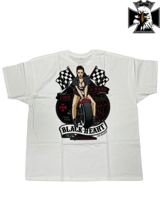 Black Heart - Pánske motorkárske tričko woman - biele