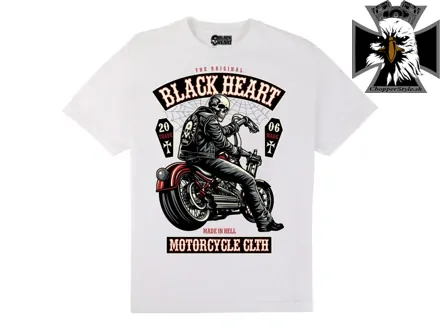 Pánske motorkárske tričko BLACK HEART Coffin - biele