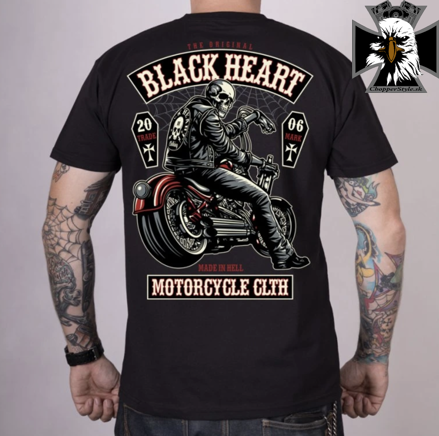 Pánske motorkárske tričko BLACK HEART Coffin - čierne
