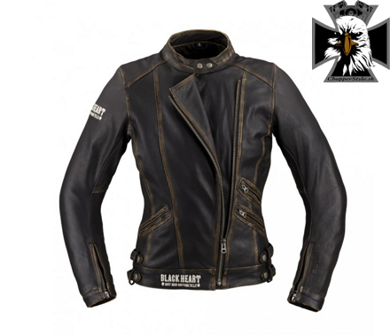 Dámska kožená moto bunda W-TEC Black Heart Lizza - vintage hnedá