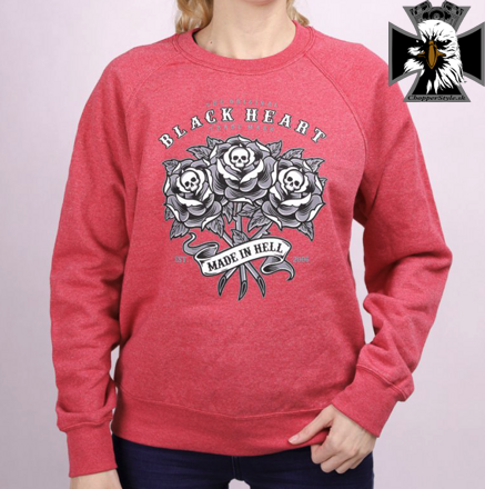 Dámská motorkárska mikina BLACK HEART SKULL ROSE SW