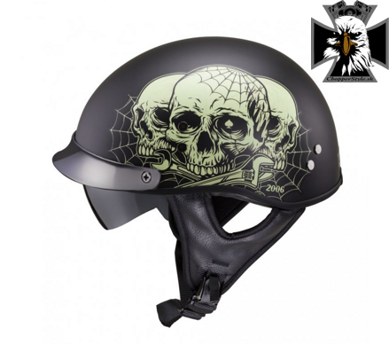 Retro helma W-TEC Black Heart Rednut skull - matná čierna veľkosť 2XL