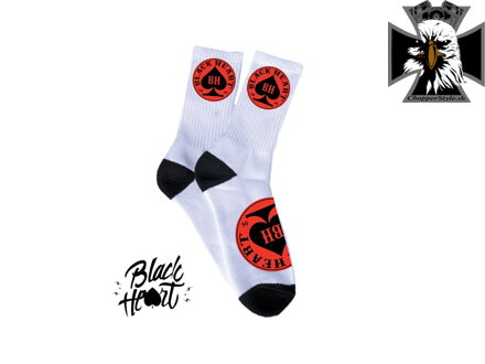 Black Heart - Motorkárske ponožky RED ACE  - biele
