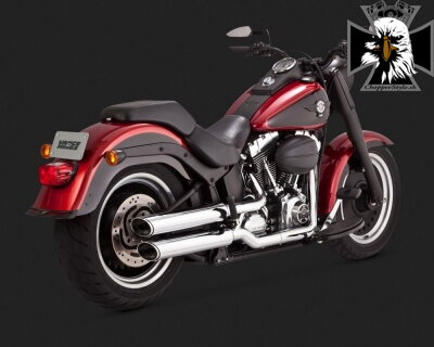 Chrómovaný Vance & Hines výfuk EC TWIN SLASH SLIP-ONS pre Harley Davidson