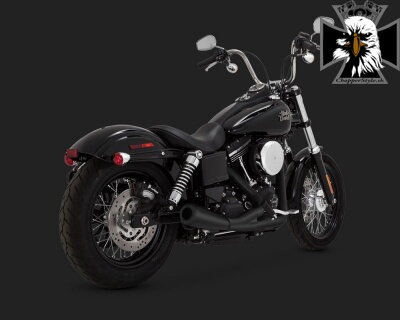 Čierny Vance & Hines výfuk 2-INTO-1 UPSWEEP BLACK pre Harley-Davidson
