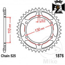 Rozeta 43Z typ 525 Vnútorný priemer 110 rozstup dier 130 pre Yamaha MT09 / FZ09 RN29 2013-2016 Rozeta 43Z typ 525 Vnútorný priemer 110 rozstup dier 130 pre Yamaha MT09 / FZ09 RN29 2013-2016