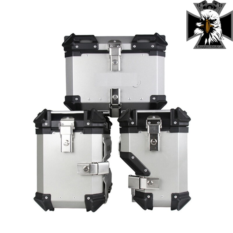 Sada hliníkových kufrov na motocykel - 35L + 32L/38L - strieborné Sada hliníkových kufrov na motocykel - 35L + 32L/38L - strieborné
