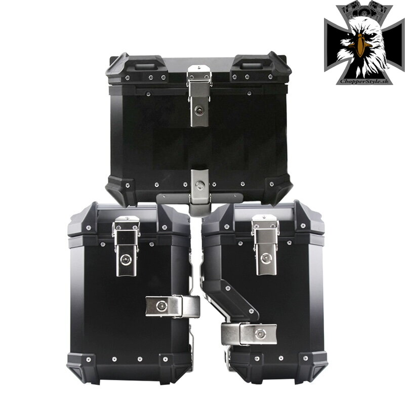 Sada hliníkových kufrov pre motocykle 45L + 32L/38L- čierne Sada hliníkových kufrov pre motocykle 45L + 32L/38L- čierne