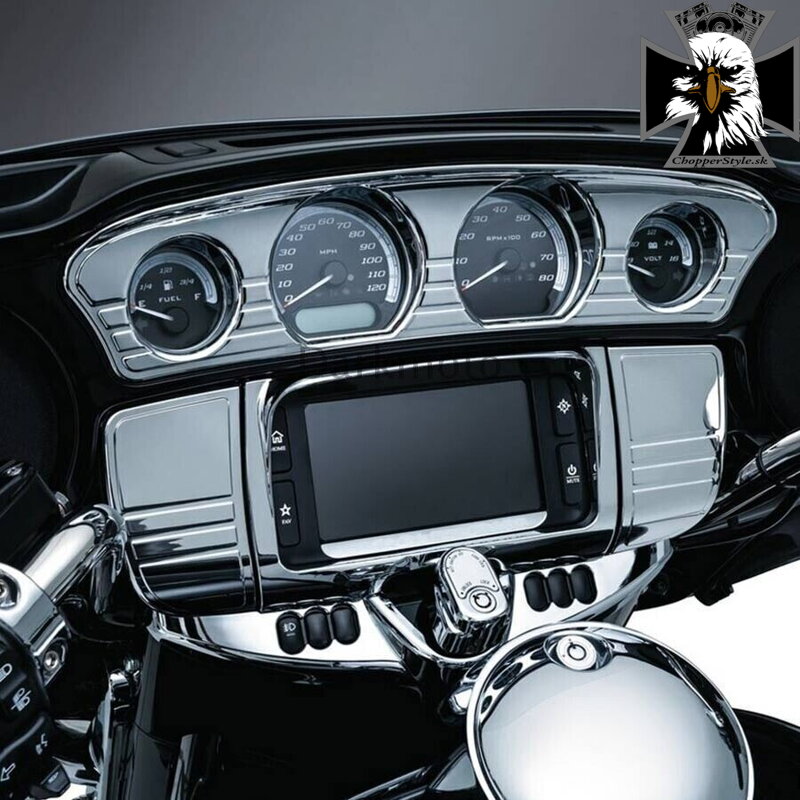 Chromovaný kryt budíkov pre Harley-Davidson Electra Glide, Street Glide alebo Tri-Glide z rokov 2014–2023 Chromovaný kryt budíkov pre Harley-Davidson Electra Glide, Street Glide alebo Tri-Glide z rokov 2014–2023
