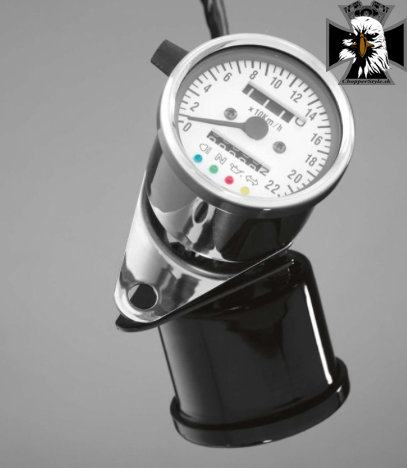 Tachometer s kontrolkami, mechanický max.220km / h, 60mm, chróm Tachometer s kontrolkami, mechanický max.220km / h, 60mm, chróm