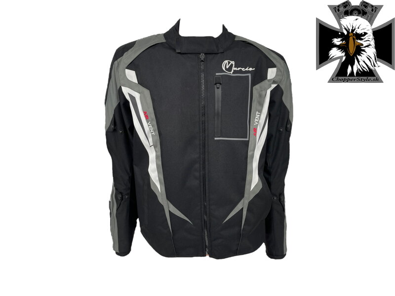 Murcio - Ride pánska textilná motocyklová bunda čierna / reflexná šedá