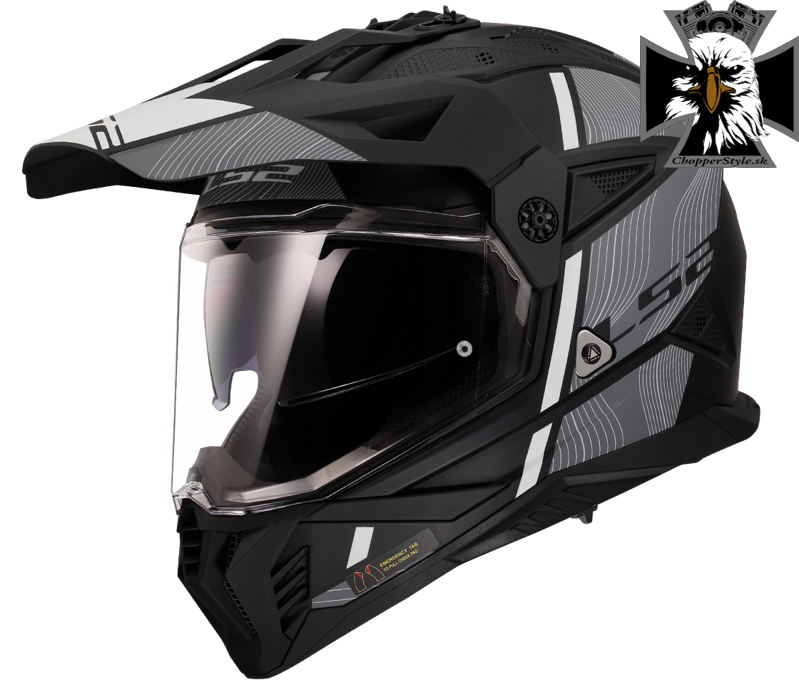 LS2 - Enduro / MX helma na motocykle MX702 PIONEER II HILL MATT BLACK WHITE-06 LS2 - Enduro / MX helma na motocykle MX702 PIONEER II HILL MATT BLACK WHITE-06