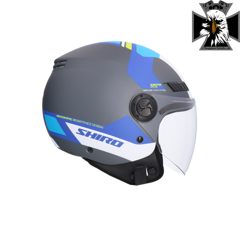 Shiro - Kioto kalos Otvorená helma na motocykel / skúter - titánová modrá