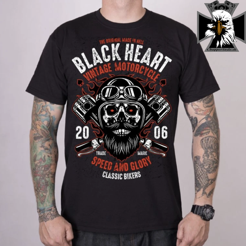 Pánske motorkárske tričko BLACK HEART convencter - čierne Pánske motorkárske tričko BLACK HEART convencter - čierne