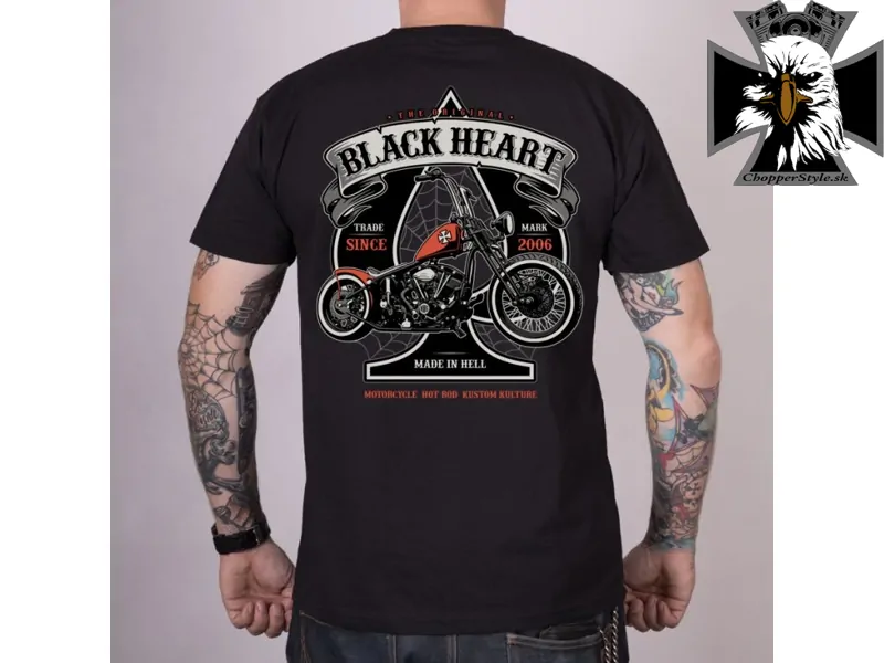 Pánske motorkárske tričko BLACK HEART ORANGE CHOPPER