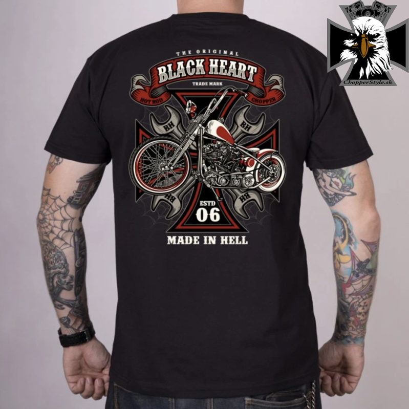 Pánske motorkárske tričko BLACK HEART WRENCH CHOPPER Pánske motorkárske tričko BLACK HEART WRENCH CHOPPER