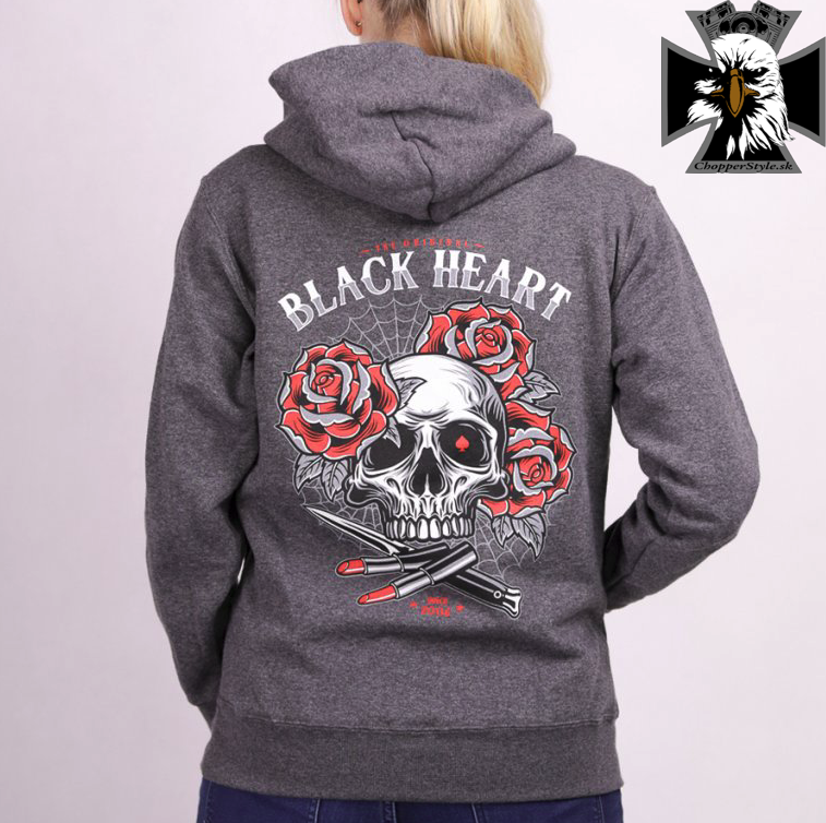 Dámská motorkárska mikina BLACK HEART LIPSTICK SKULL