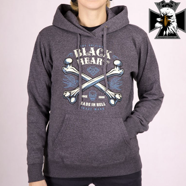 Dámská motorkárska mikina BLACK HEART BONES Dámská motorkárska mikina BLACK HEART BONES
