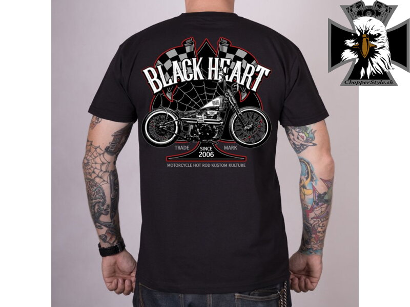 Pánske motorkárske tričko BLACK HEART CHOPPER RACE 