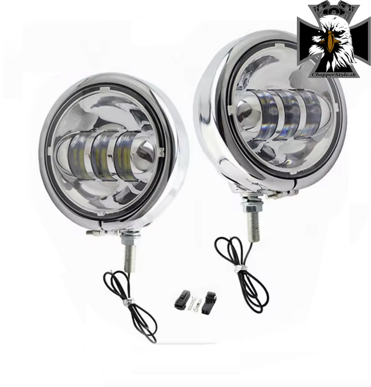 LED - Homologizované univerzálne prídavné svetlo s ANGEL EYES pre choppre - chrómované 1ks LED - Homologizované univerzálne prídavné svetlo s ANGEL EYES pre choppre - chrómované 1ks