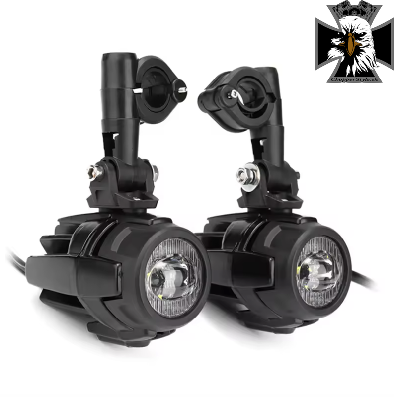 LED - Univerzálne prídavné svetlá 40W na motorku - čierne 