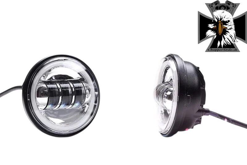 LED - Homologizované univerzálne prídavné svetlo s ANGEL EYES pre choppre - matné čierne + chrómované vnútro 1ks LED - Homologizované univerzálne prídavné svetlo s ANGEL EYES pre choppre - matné čierne + chrómované vnútro 1ks
