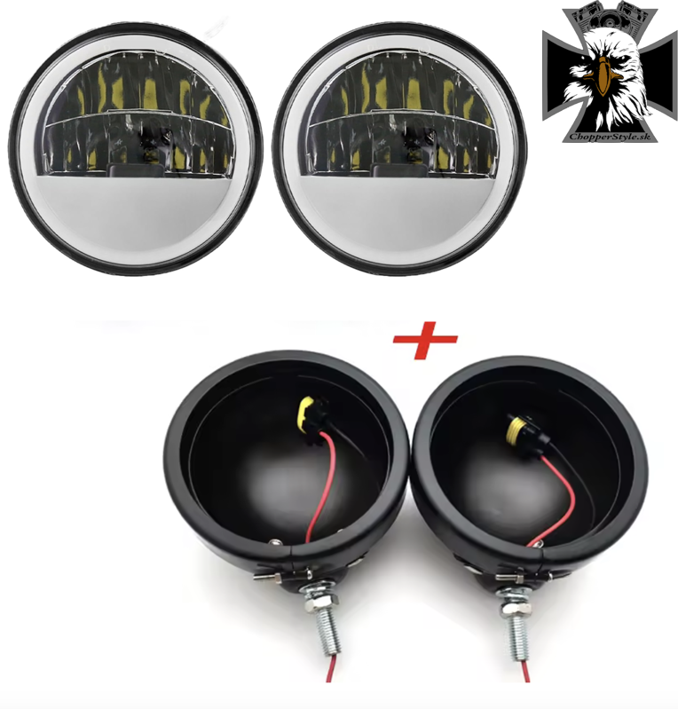 LED - Homologizované univerzálne prídavné svetlo s ANGEL EYES pre choppre - matné čierne + chrómované vnútro 1ks LED - Homologizované univerzálne prídavné svetlo s ANGEL EYES pre choppre - matné čierne + chrómované vnútro 1ks