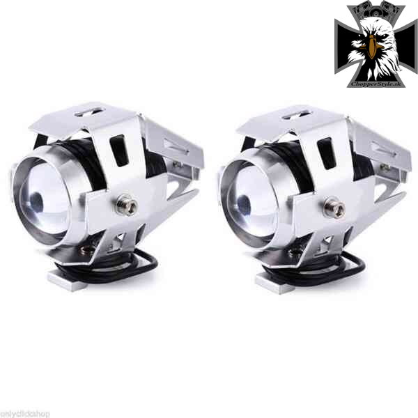 LED - Univerzálne strieborné prídavné motocyklové svetlá - pár LED - Univerzálne strieborné prídavné motocyklové svetlá - pár
