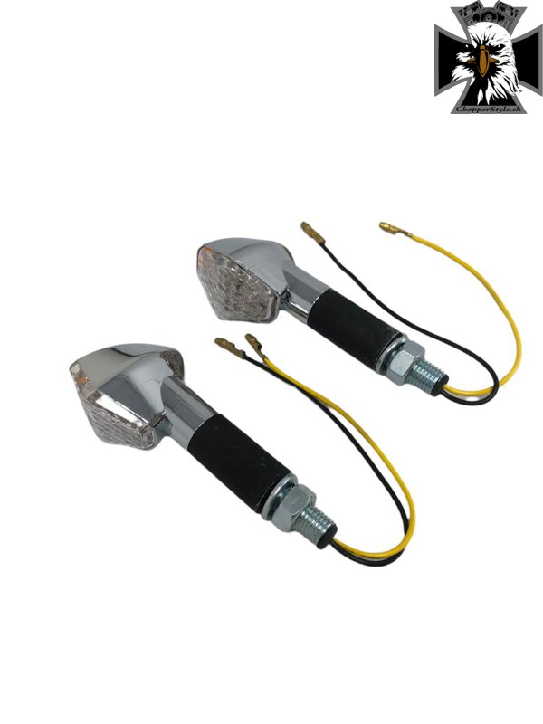 Hexagon - Univerzálne LED smerovky na motorku "E" / M10 dlhá nožička chróm - (2 ks) Hexagon - Univerzálne LED smerovky na motorku "E" / M10 dlhá nožička chróm - (2 ks)