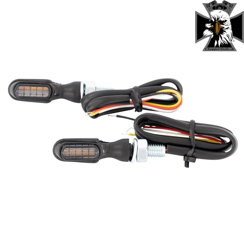 Heat - LED smerovky s brzdovým svetlom "E-mark" M8 - (2kusy) - čierne 
