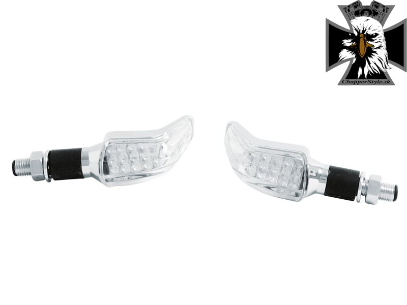 Speed - Univerzálne Led smerovky na motocykel "E" M8 dlhá nožička, chróm - 2 ks Speed - Univerzálne Led smerovky na motocykel "E" M8 dlhá nožička, chróm - 2 ks