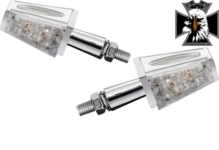 Coffin Style - Motocyklové LED smerovky "E" M8 chróm - 2ks Coffin Style - Motocyklové LED smerovky "E" M8 chróm - 2ks