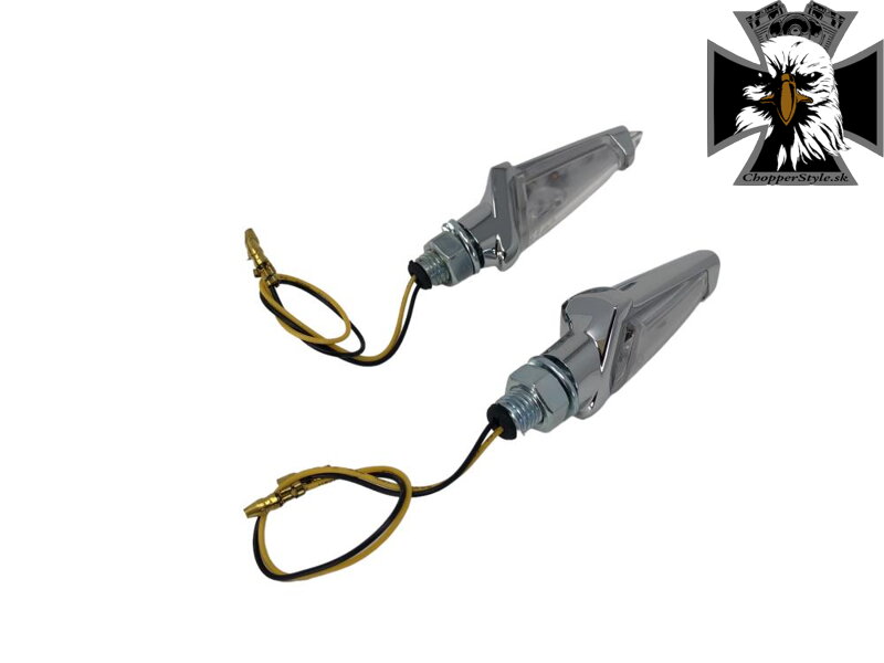 Strunk - Univerzálne LED smerovky na motorku "E"/ M8 chrómové - (2 ks) Strunk - Univerzálne LED smerovky na motorku "E"/ M8 chrómové - (2 ks)