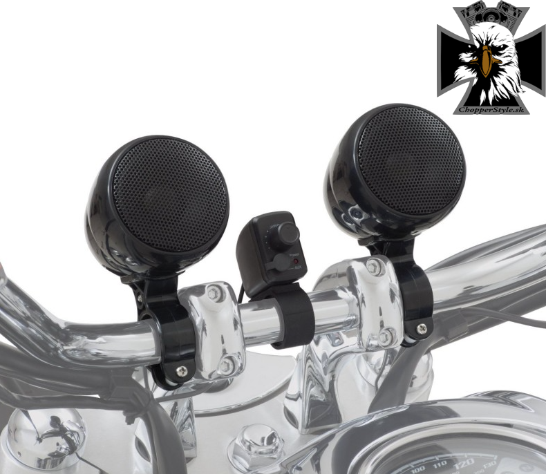 Čierne vodeodolné reproduktory 40W na motocykel - pár