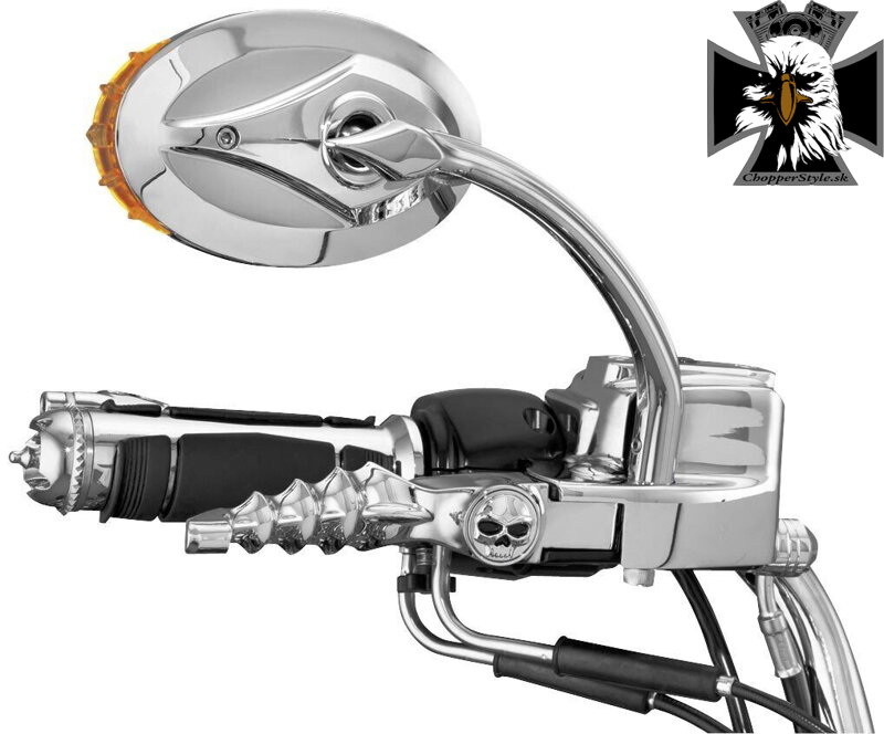 Blind Spot - Univerzálne chrómované zrkadlá so smerovkami pre motocykle 