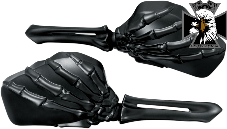 Čierne motocyklové zrkadlá Kuryakyn Skeleton hand - pár (2ks)