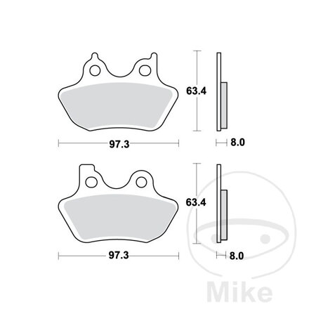 Brzdové platničky TRW MCB778SH sinter SH zadné – Harley-Davidson XLH 883, Harley-Davidson FLHR 1450, Harley-Davidson FLHRCI 1450